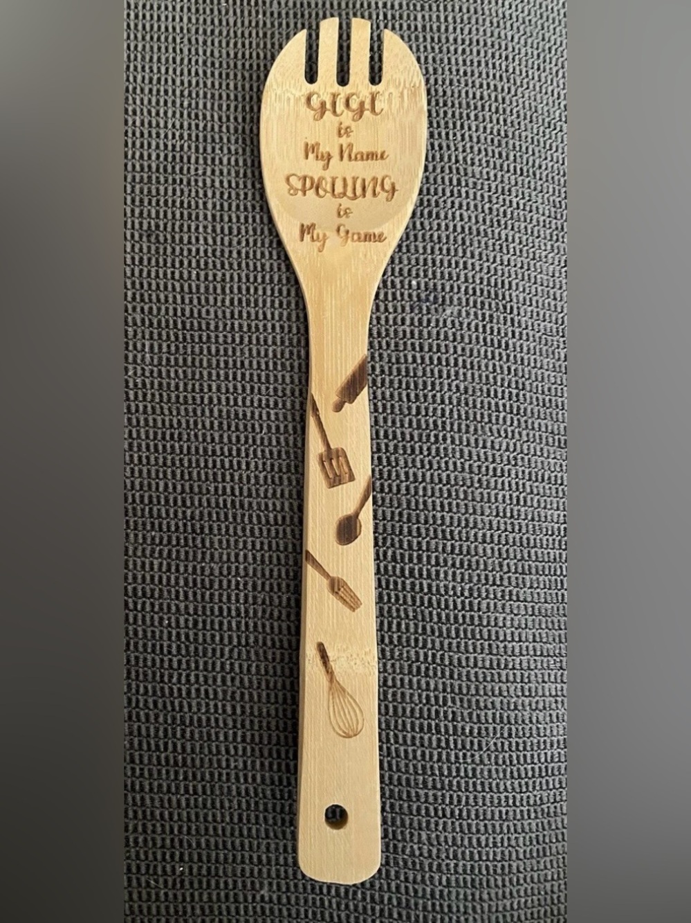 Gigi Engraved Birch Cooking Spoon 12” - Kitchen Utensil